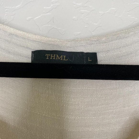 THML Cream Navy Embroidered Blouse EUC - Picture 3 of 6